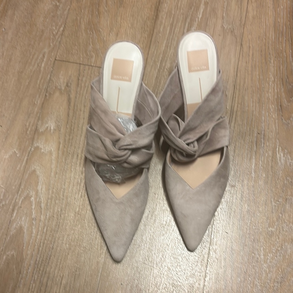 Dolce Vita Taupe Knot-Front Pointed Mules size 13